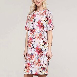 LBISSE | Abstract Floral Boatneck Dress